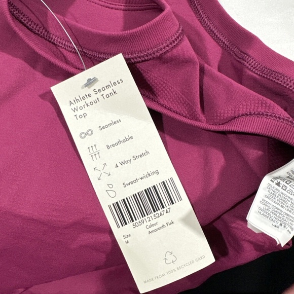 NWT Sweaty Betty [ Medium ] Athlete Seamless Workout Tank Top Amaranth Pink - Picture 10 of 12